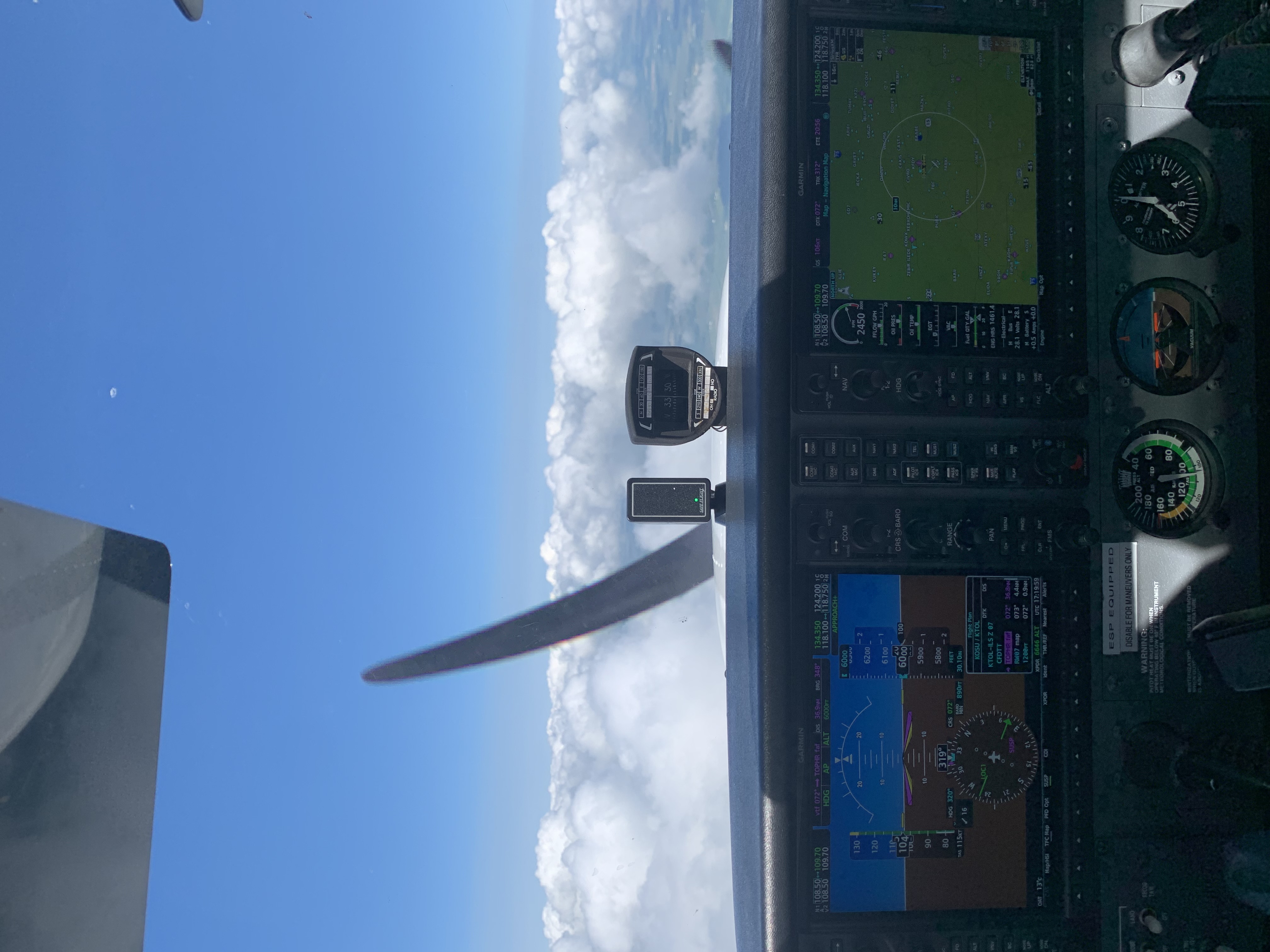 Plane flying through the clouds